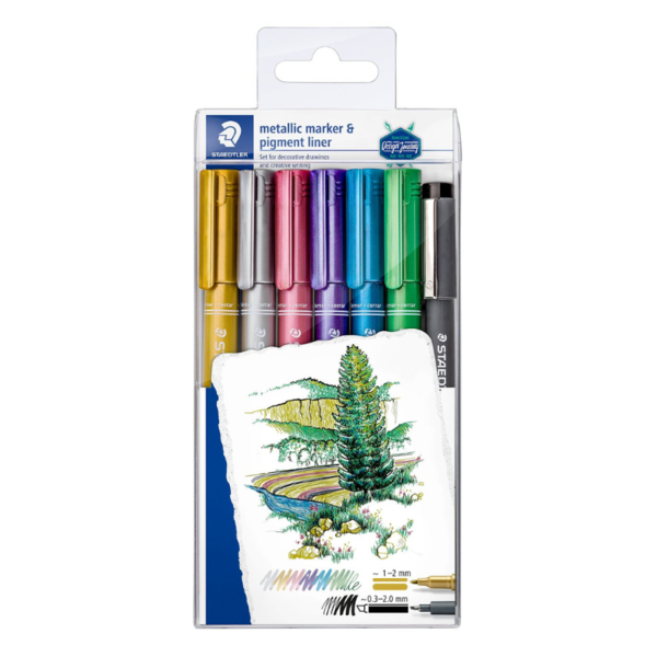 STAEDTLER Metallic Marker & Pigment Liner, 6 + 1 Stück
