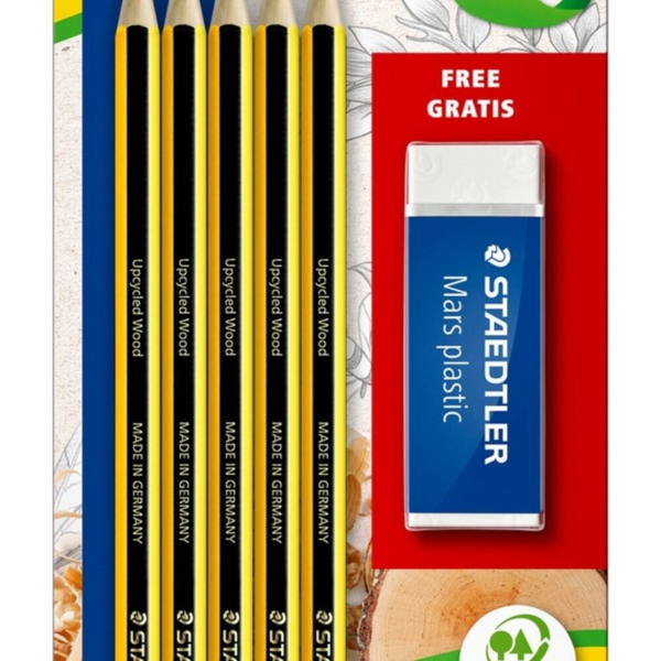 STAEDTLER Noris Bleistifte HB & Radiergummi, 5 + 1 Stk