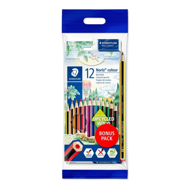 STAEDTLER Noris Club Bleistifte + Bleistift & Radiergummi, 12 + 2 St
