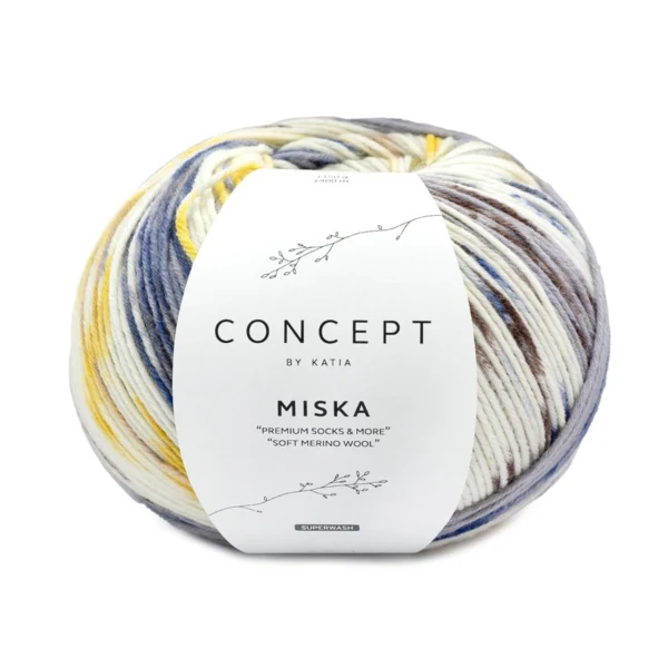 Katia Concept Miska Socks 104 Blau-Kamel-Gelb