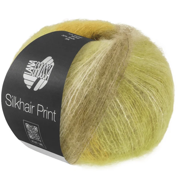 Lana Grossa Silkhair Print 433 Limette/gelb/taupe/hellbeige