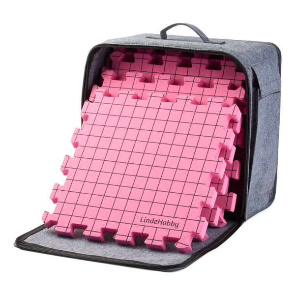 LindeHobby Blocking-Matten in Filztasche mit 100 T-Nadeln, Rosa