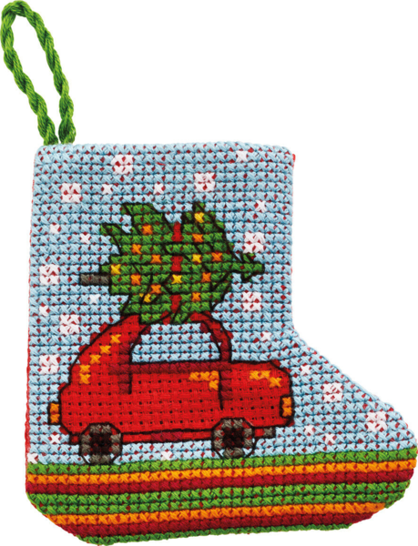 Stickerei-Kit Weihnachtsauto 7 x 7 cm
