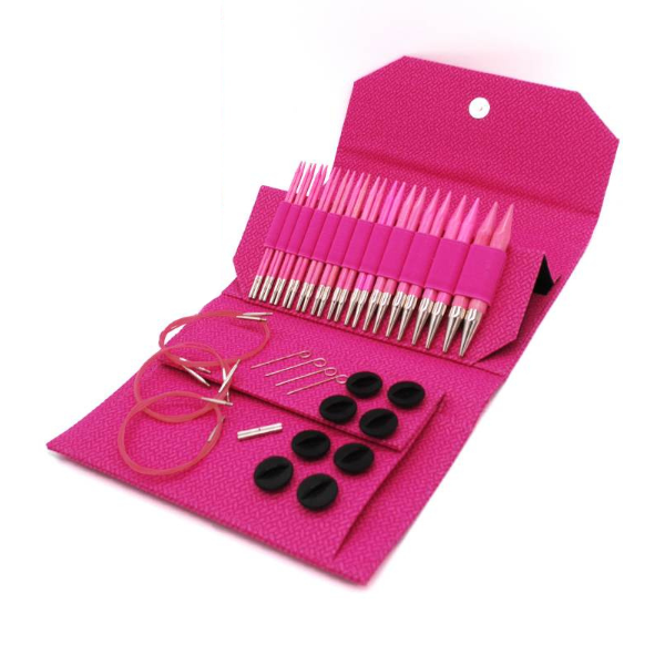 LYKKE Austauschbare Rundstricknadelset Blush, Magenta, 13 cm