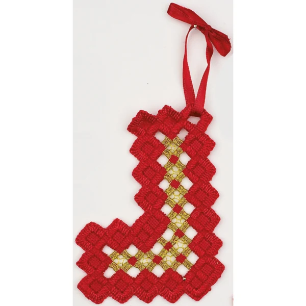 Weihnachts-Hardanger Rot 9 x 9 cm