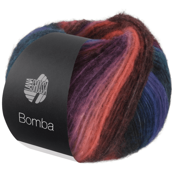 Lana Grossa Bomba 03 Lachs/Graurot/Dunkellila/Türkisblau/Petrolblau/Royalblau