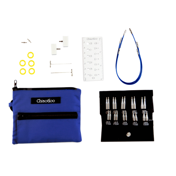 ChiaoGoo Austauschbares Rundnadelset Twist Blue Shorties, Small, 5 cm/8 cm