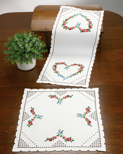 Stickset Hardanger Herz 40 x 40 cm