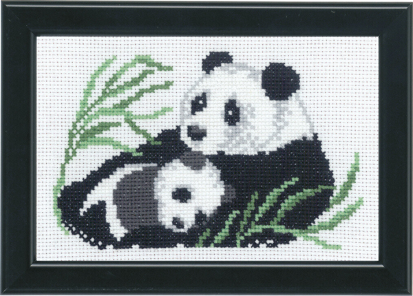 Stickset Panda mit Jungtier 14 x 9 cm