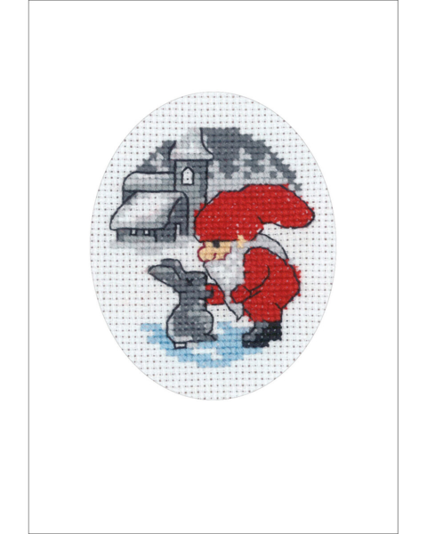 Stickset Kanin & Wichtel Weihnachtskarte 9 x 13 cm