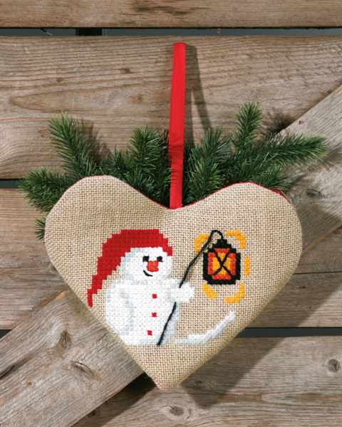 Stickset Schneemann Herz 28 x 24 cm