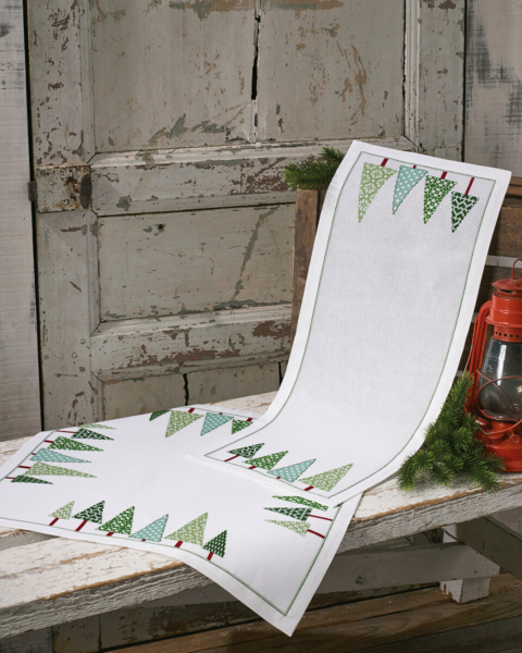 Stickset Weihnachtsbäume in Reihe 56 x 56 cm