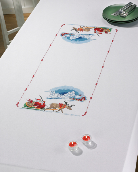 Stickpackung Weihnachtswichtel im Schlitten 140 x 230 cm