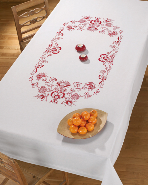 Stickset Almue in Rot 150 x 220 cm