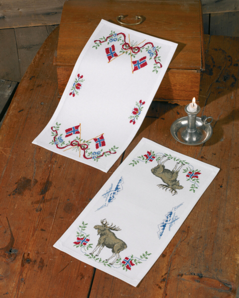 Stickset Gruß aus Norwegen Elch 25 x 48 cm