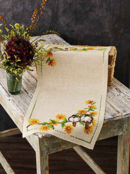 Stickset Ranunkel & Spatz 36 x 86 cm