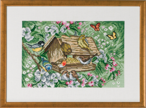 Stickset Vogelhaus im Garten R5350 47 x 34 cm