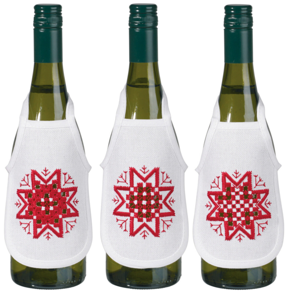 Stickpackung Hardanger Stern Rot 3 Stk 10 x 15 cm