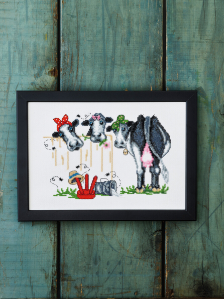Stickset Verwunderte Kühe 29x20 cm