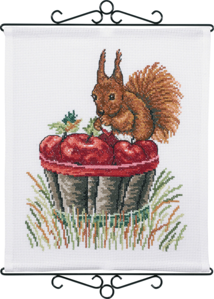 Stickset Eichhörnchen und Äpfel 40 x 46 cm