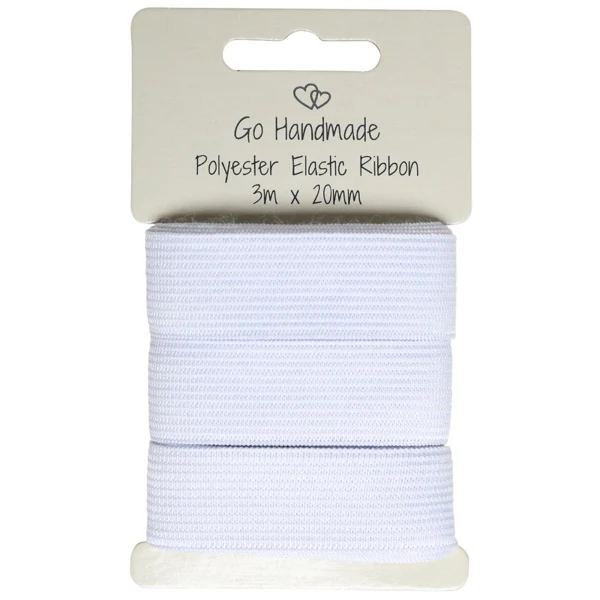 Go Handmade Elastikband: 3 m x 20 mm, Weiß