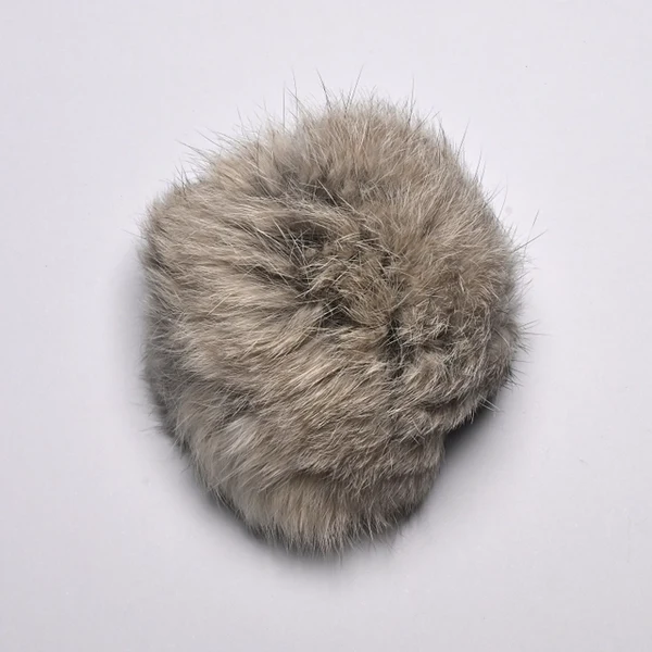 Pompon Kaninchenfell 10 cm 06 Grau