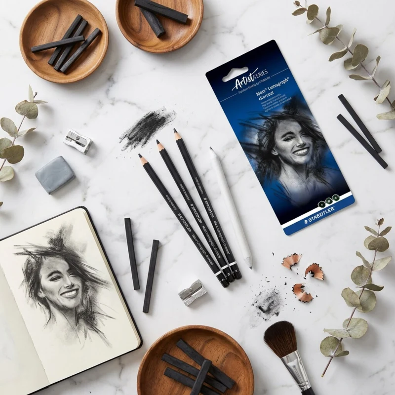 STAEDTLER March Lumograph Kohlestifte, 3 + 1 Stk – Hauptbild