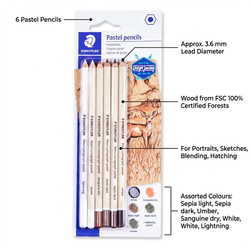 STAEDTLER March Lumograph Pastellstifte, 6-tlg – P-SBK6