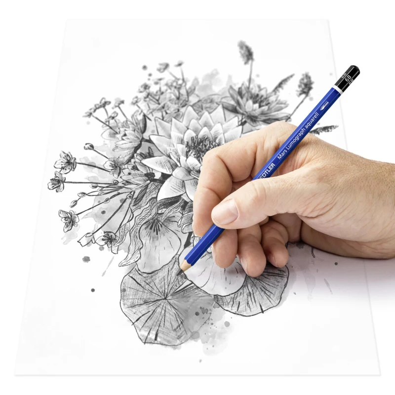 STAEDTLER Mars Lumograph Aquarell Wasservermalbarer Bleistift & Pinsel, 3 + 1 Stück – Anwendung