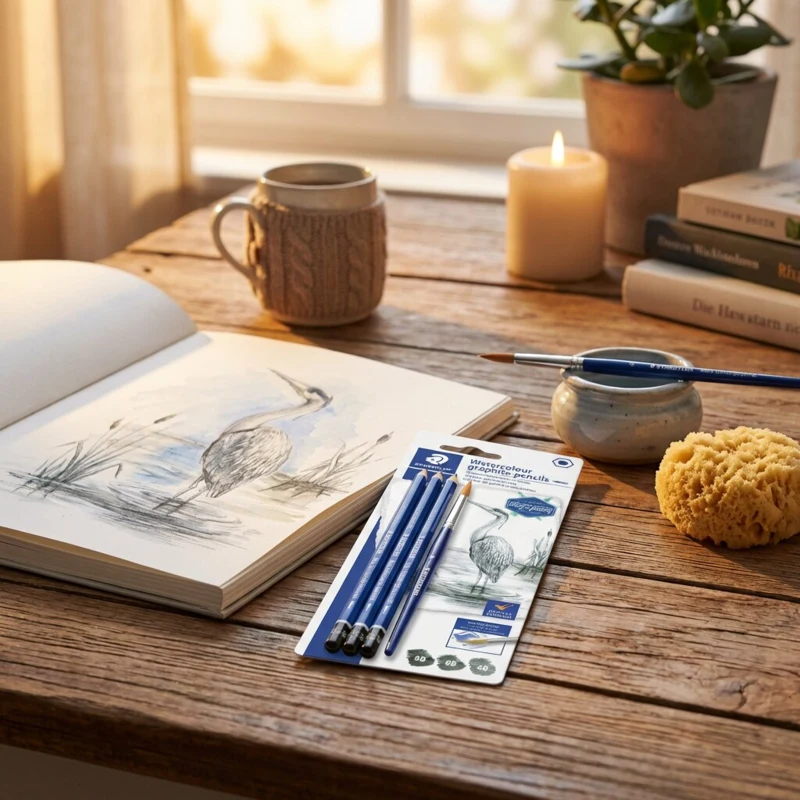 STAEDTLER Mars Lumograph Aquarell Wasservermalbarer Bleistift & Pinsel, 3 + 1 Stück – Hauptbild