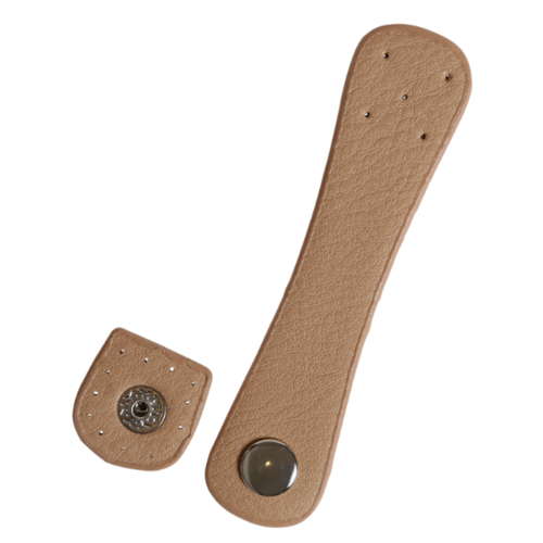 Go Handmade Taschenriemen mit silbernem Druckknopf 2x11 cm Aprikose/Silber