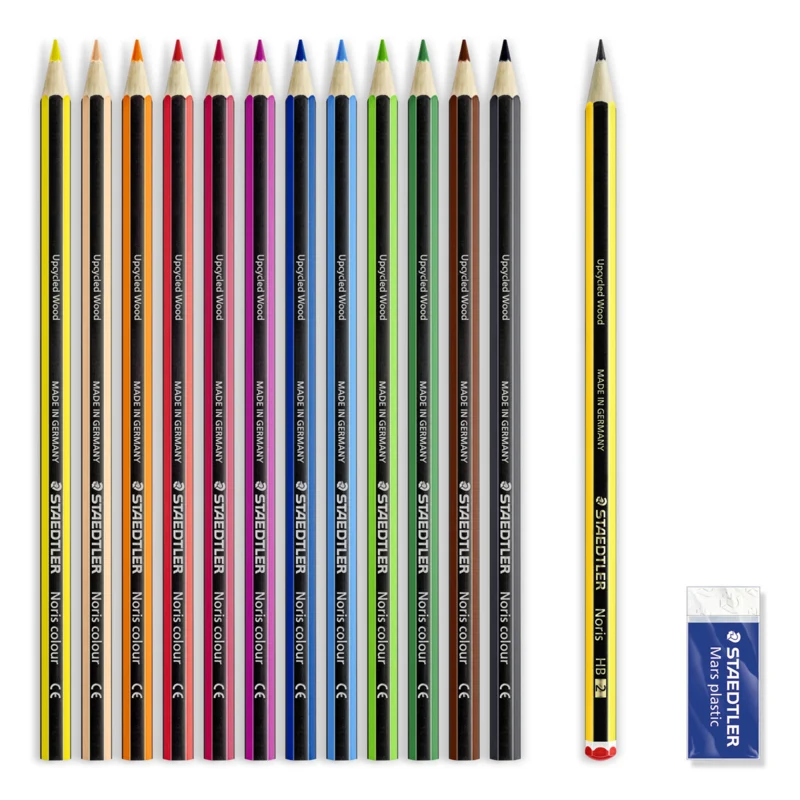 STAEDTLER Noris Club Bleistifte + Bleistift & Radiergummi, 12 + 2 St – Inhalt