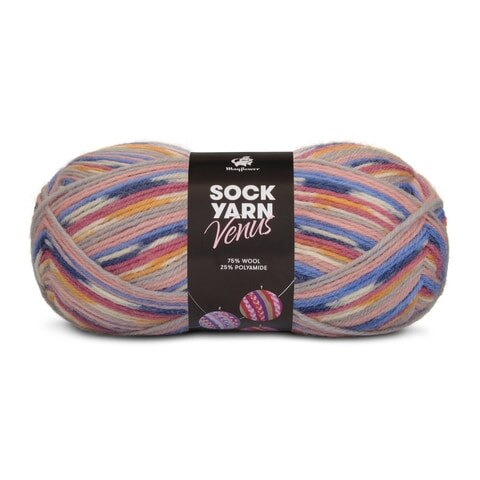 Mayflower Sock Yarn Universe Venus 06 Grau/Puderblau/Kornblumenblau/Curry/Marineblau