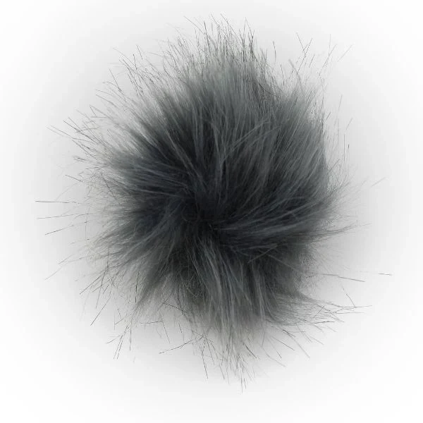 Pompon Acryl, 12 cm Grau