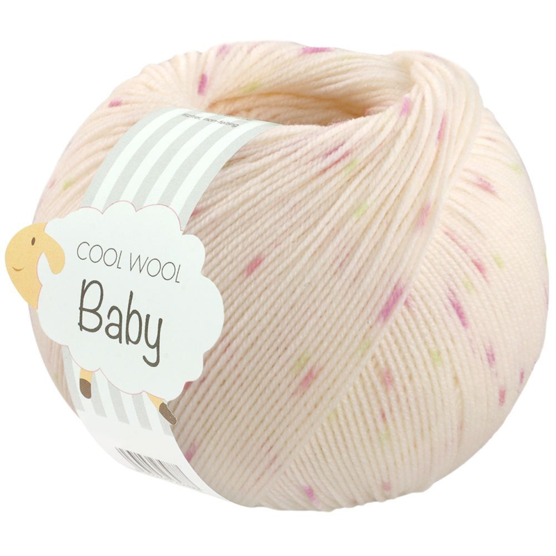 Lana Grossa Cool Wool Baby 367 Weiß/Pink/Kiwi