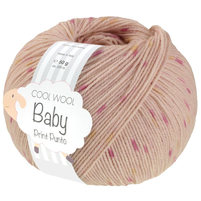Lana Grossa Cool Wool Baby 370 Rosabeige/Rosa/Gelb