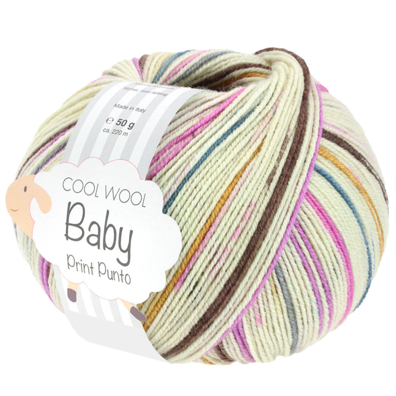 Lana Grossa Cool Wool Baby 311 Rohweiß/Graublau/Pink/Rosa/Gelb/Khaki