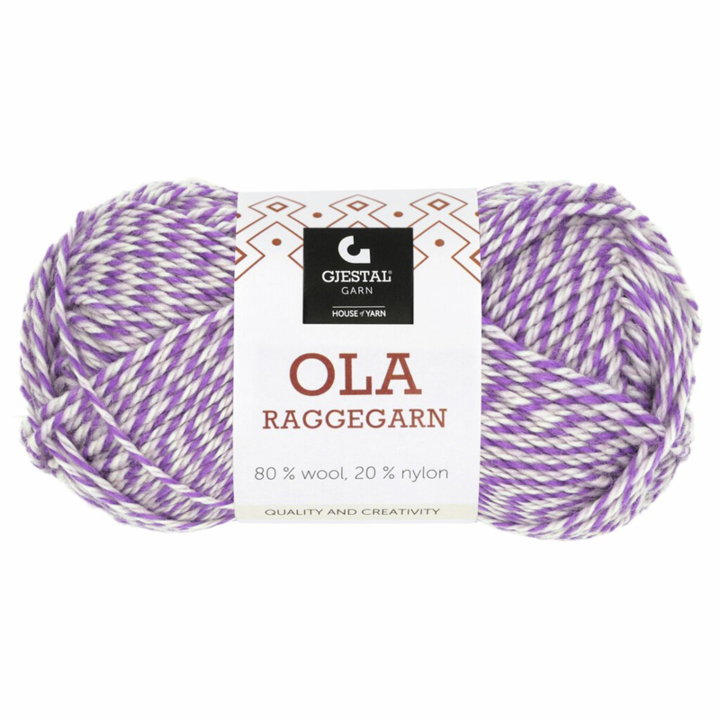 Gjestal Ola Raggegarn 716 Lavendel/puderrosa/weiß gemillt