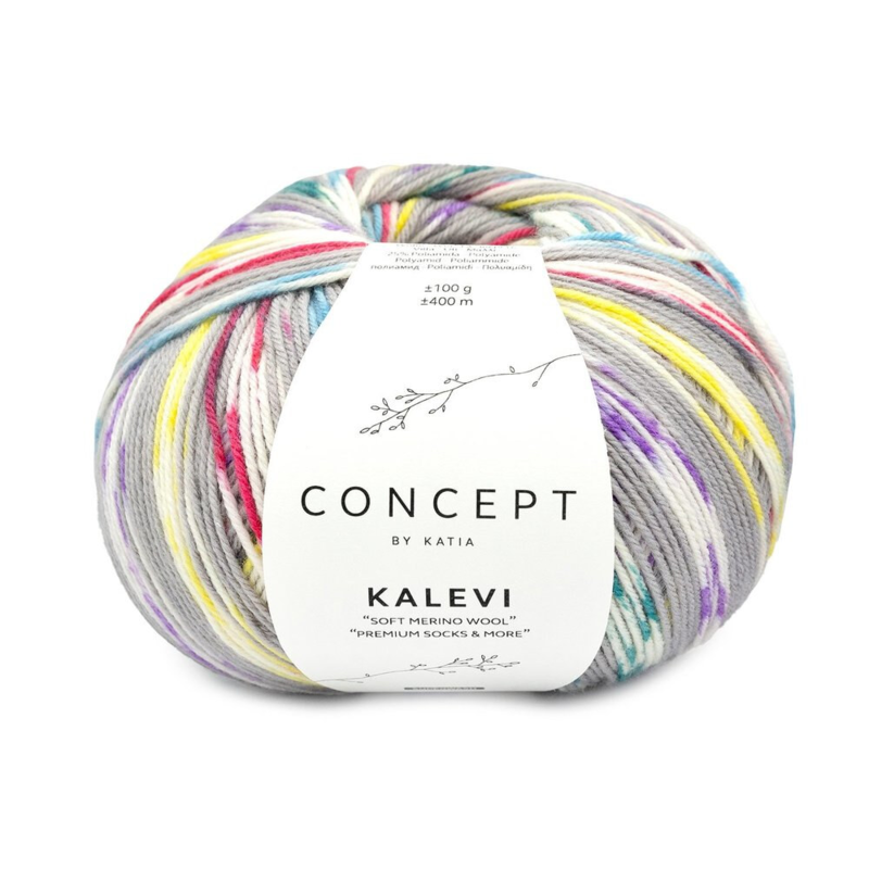 Katia Concept Kalevi Socks 200 Grau-Lila-Fuchsia-Gelb