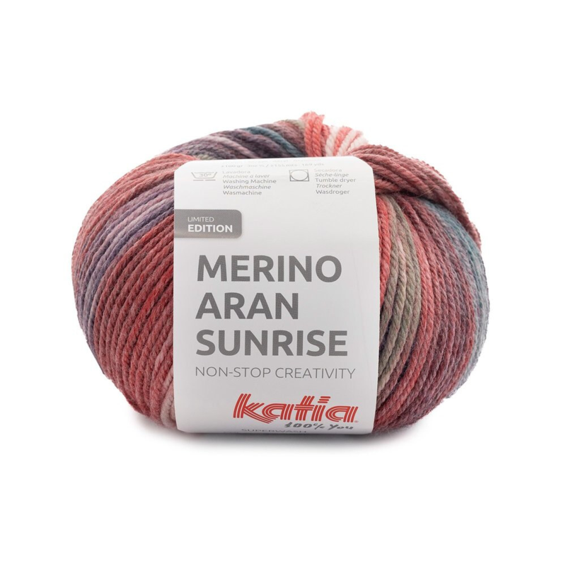 Katia Merino Aran Sunrise 309 Lila-Grün-Rot