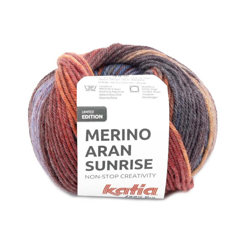 Katia Merino Aran Sunrise 302 Blau-Orange-Rot