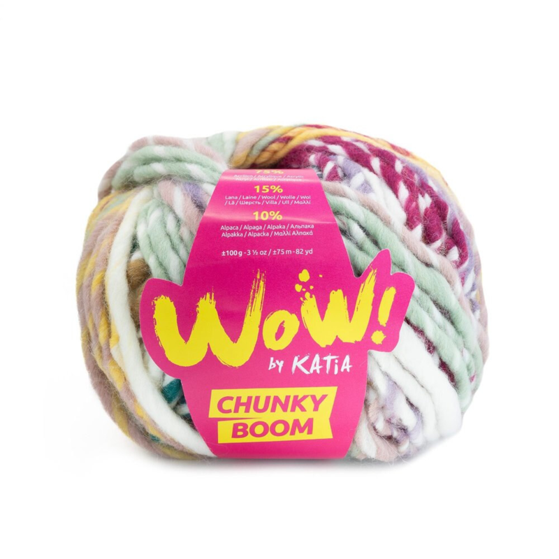 Katia Wow Chunky Boom 300 Petrol-Perlmut Brombeere-Rosa