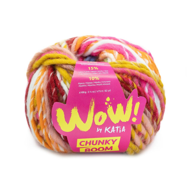 Katia Wow Chunky Boom 306 Fuchsia-Orange-Grün-Gelb-Blau