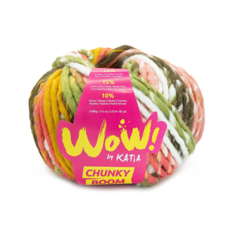 Katia Wow Chunky Boom 304 Grün-Ockergelb-Rosa