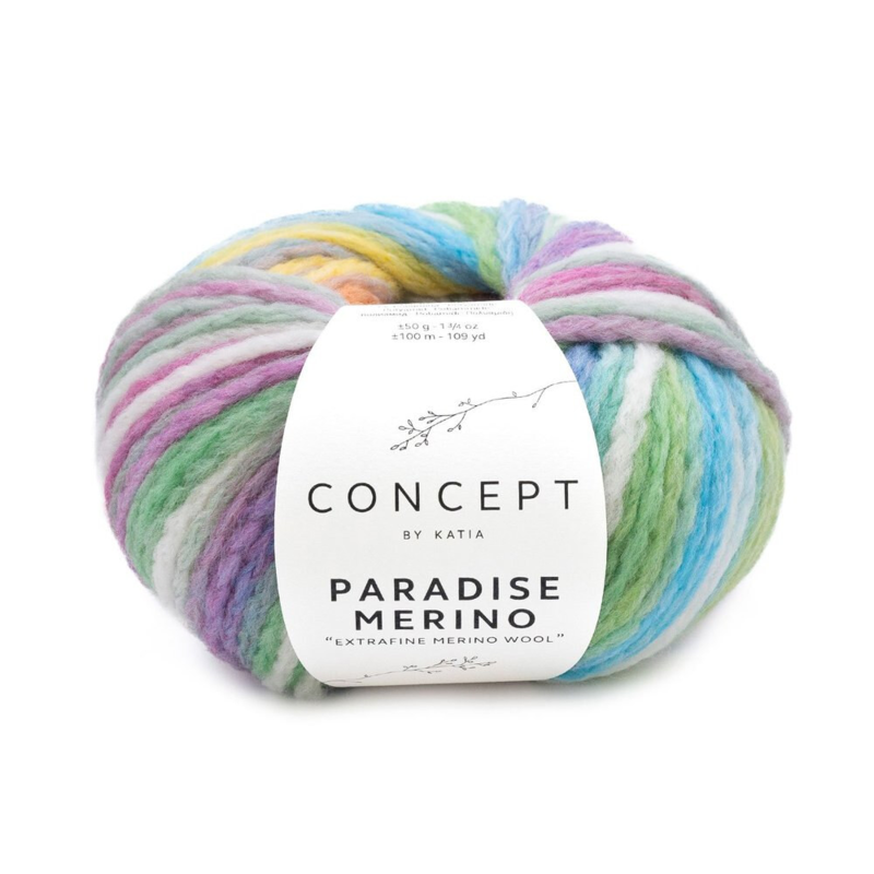 Katia Concept Paradise Merino 500 Ecru-Grün-Blau-Gelb