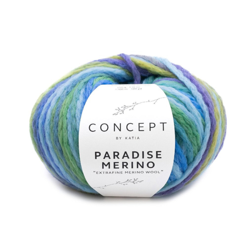 Katia Concept Paradise Merino 502 Hellblau-Blau-Grün-Gelb