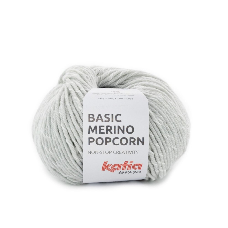 Katia Basic Merino Popcorn 104 Hellgrau-weiß