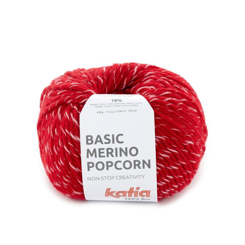 Katia Basic Merino Popcorn 109 Rot-weiß