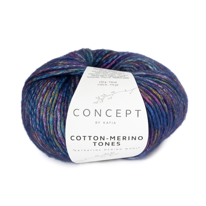 Katia Concept Cotton-Merino Tones 307 Blau-Gelb-Rosa-Hellblau