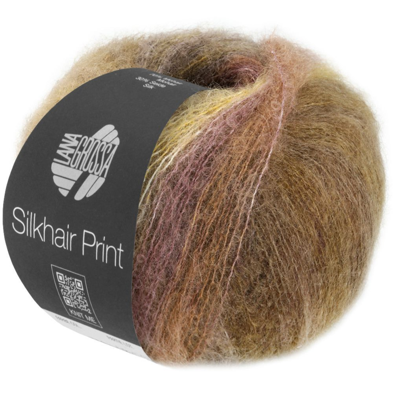 Lana Grossa Silkhair Print 427 Nougat/Gelb/Olive/Olivgrau